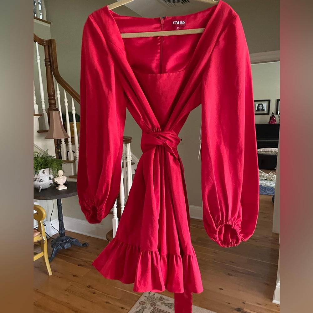 STAUD Seth dress in Poinsettia Red